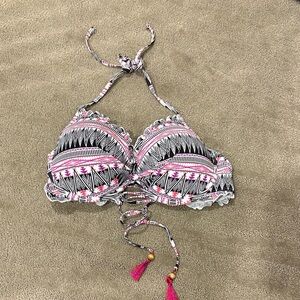 La vie en rose White and Pink Bikini Top